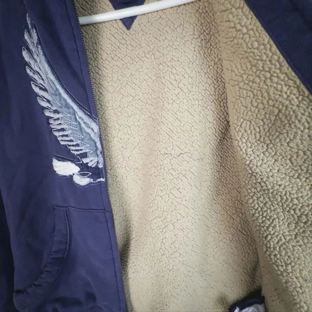 Tommy Hilfiger Navy Blue Sherpa Lined Full Zip Hoodie with Eagle Graphic 12-14